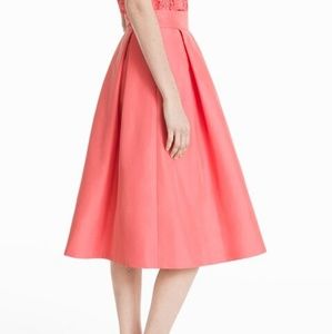 WHBM PLEATED PINK TAFFETA MIDI SKIRT